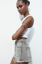 TRF RIPPED MID-RISE DENIM SHORTS