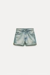 TRF HIGH-RISE MOM FIT DENIM BERMUDA SHORTS