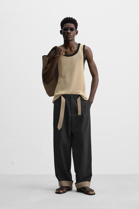 TROUSERS WITH CONTRAST BELT