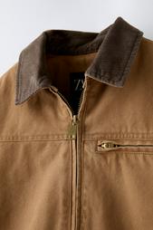 FADED JACKET WITH CORDUROY COLLAR