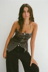 DENIM TRF CORSETRY-INSPIRED TOP