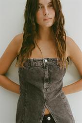 DENIM TRF CORSETRY-INSPIRED TOP