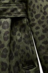 SHORT ANIMAL PRINT FAUX SUEDE TRENCH COAT