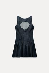 SHORT DENIM-EFFECT DRESS WITH RUFFLES