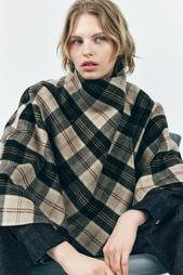 ZW COLLECTION CHECK WOOL CAPE