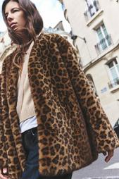 ANIMAL PRINT FAUX FUR COAT