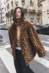 ANIMAL PRINT FAUX FUR COAT