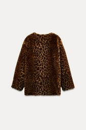 ANIMAL PRINT FAUX FUR COAT