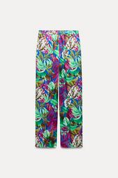 SATIN TROPICAL PRINT TROUSERS