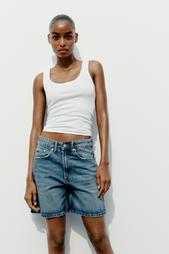 TRF MID-RISE DENIM BERMUDA SHORTS