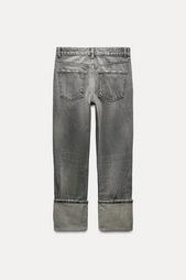 HIGH-WAIST TRF STOVE PIPE FOLDED JEANS