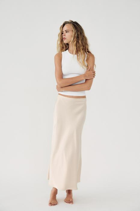 SATIN MIDI SKIRT