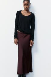 SATIN MIDI SKIRT