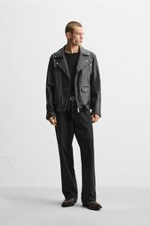 LEATHER-EFFECT BIKER JACKET