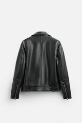 LEATHER-EFFECT BIKER JACKET