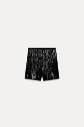 SEQUINNED HIGH-WAIST BERMUDA SHORTS