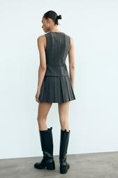 STRIPED WAISTCOAT DRESS WITH BOX PLEATS