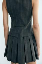 STRIPED WAISTCOAT DRESS WITH BOX PLEATS