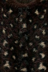 FAUX FUR JACQUARD KNIT CARDIGAN