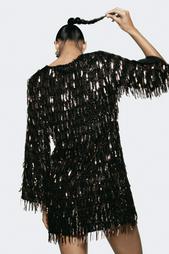 MINI DRESS WITH FRINGING AND SEQUINS