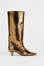 METALLIC KITTEN HEEL ANKLE BOOTS