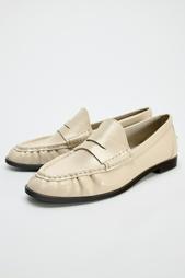 GATHERED LEATHER LOAFERS