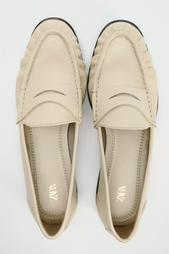 GATHERED LEATHER LOAFERS