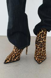 ANIMAL PRINT LEATHER ANKLE BOOTS