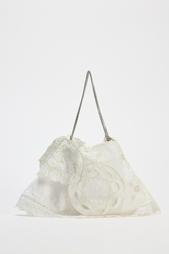 EMBROIDERED MINI BUCKET BAG WITH LACE DETAIL