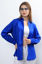 Ylz Oversize Kadın Saks Mavisi Gömlek - Oversize U