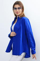 Ylz Oversize Kadın Saks Mavisi Gömlek - Oversize U