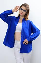 Ylz Oversize Kadın Saks Mavisi Gömlek - Oversize U