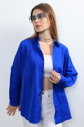 Ylz Oversize Kadın Saks Mavisi Gömlek - Oversize U