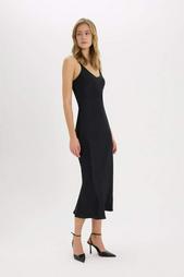 Yeni Sezon Bodycon Vücudu Saran Basic Düz Saten Ko